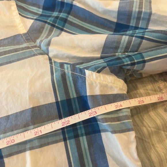 American Eagle Men’s XXL Blue White Plaid Button Down Shirt - Picture 5 of 6